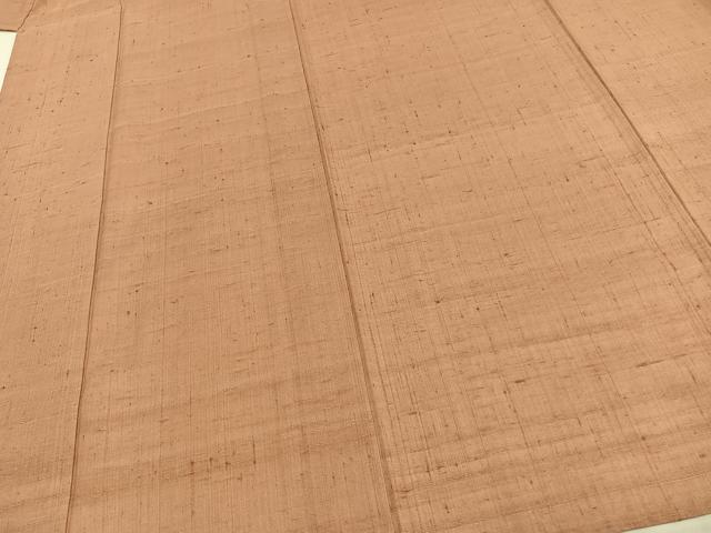 平和屋着物▽生紬　単衣　色無地　ときがら茶色　正絹　逸品　AAAX5164fy