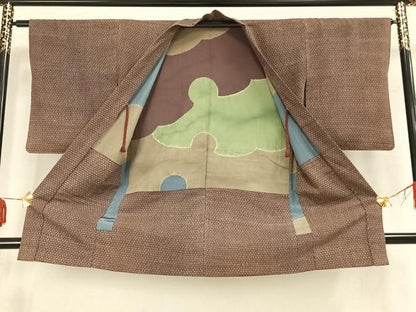 平和屋着物▽長羽織　立涌文　正絹　逸品　AAAX5226fy