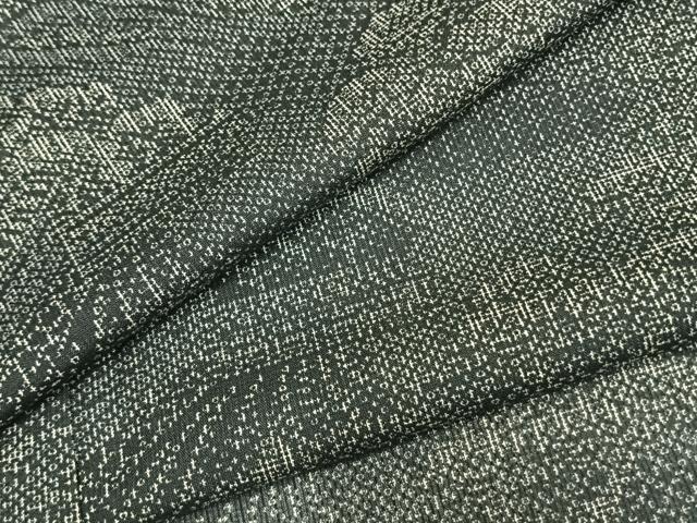 平和屋着物＊夏物　小紋　紗　風景文　黒地　洗える着物　AAAX5297fy