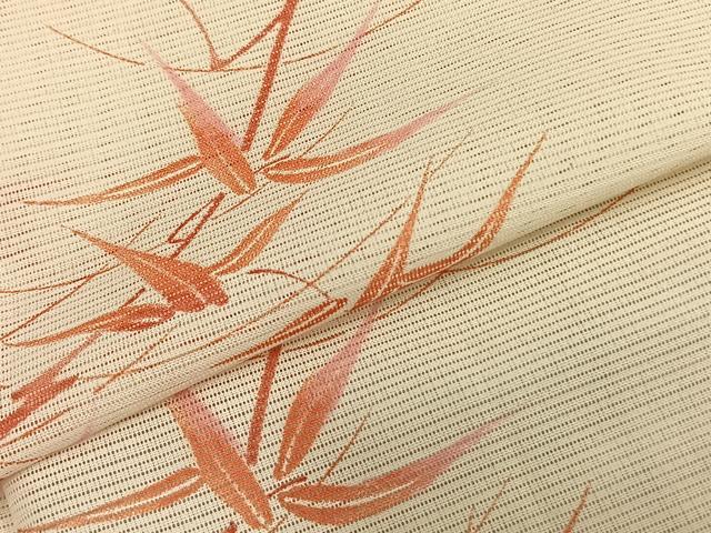 平和屋着物＊夏物　小紋　絽　草葉文　洗える着物　AAAX5587fy