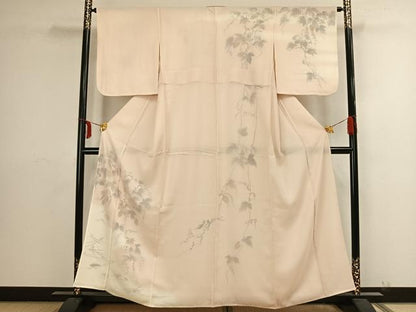 平和屋着物▽訪問着　無双　紗袷　紗×紗　手描き　カラスウリ　正絹　逸品　AAAX5654fy
