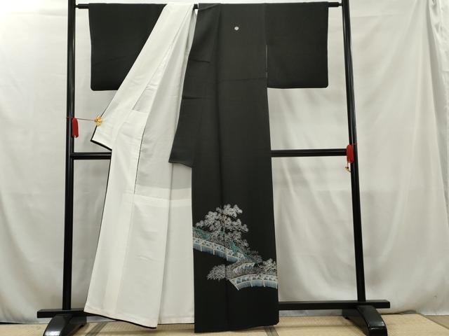 平和屋着物■豪華黒留袖 手描き 枝松文 正絹 逸品 AAAX5703cs