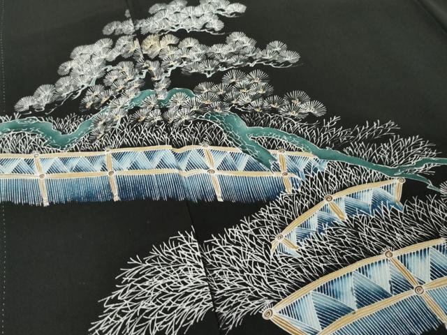 平和屋着物■豪華黒留袖 手描き 枝松文 正絹 逸品 AAAX5703cs