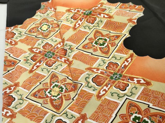 平和屋着物■豪華黒留袖　花菱文　正絹　逸品　AAAX5729cs