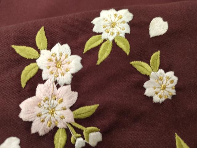平和屋着物●女性　行灯袴　刺繍　舞花文　暈し染め　金糸　卒業式　洗える着物　AAAX5849cs