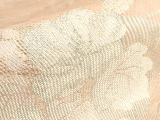 平和屋着物＊夏物　六通柄袋帯　流水地紙花文　銀糸　正絹　逸品　AAAX5928ma