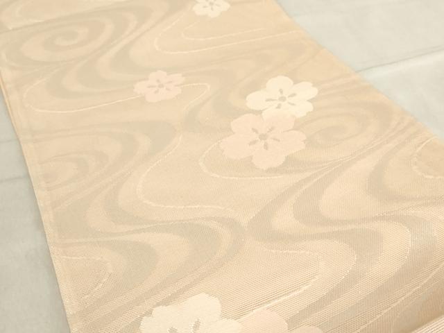 平和屋着物＊夏物　六通柄袋帯　流水舞桜文　銀糸　正絹　逸品　AAAX5929ma