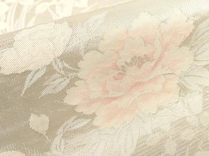 平和屋着物＊夏物　六通柄袋帯　地紙花文　銀糸　正絹　逸品　AAAX5952ma