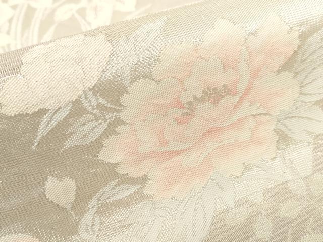 平和屋着物＊夏物　六通柄袋帯　地紙花文　銀糸　正絹　逸品　AAAX5952ma