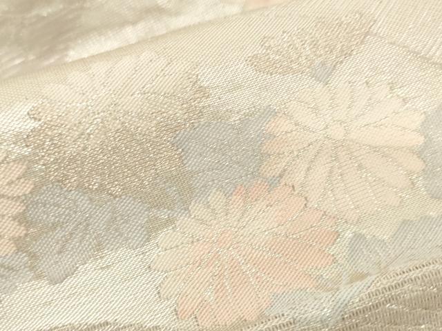 平和屋着物＊夏物　六通柄袋帯　地紙花文　銀糸　正絹　逸品　AAAX5952ma