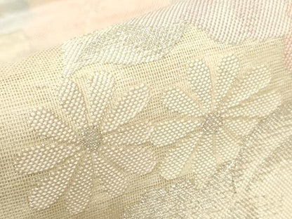 平和屋着物＊夏物　六通柄袋帯　草花文　銀糸　正絹　逸品　AAAX5989ma