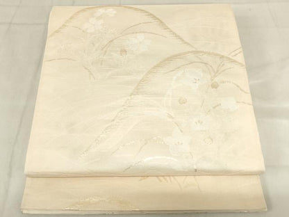 平和屋着物＊夏物 六通柄袋帯 遠山花文 金糸 正絹 逸品 AAAX5993ma
