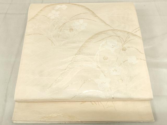平和屋着物＊夏物 六通柄袋帯 遠山花文 金糸 正絹 逸品 AAAX5993ma
