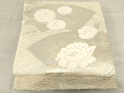 平和屋着物＊夏物 六通柄袋帯 立波地紙花文 金銀彩 正絹 逸品 AAAX5996ma