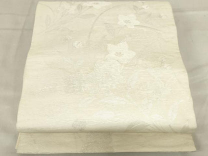 平和屋着物＊夏物 六通柄袋帯 草花文 銀糸 正絹 逸品 AAAX5997ma