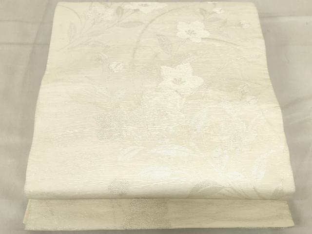 平和屋着物＊夏物 六通柄袋帯 草花文 銀糸 正絹 逸品 AAAX5997ma