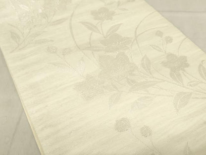 平和屋着物＊夏物 六通柄袋帯 草花文 銀糸 正絹 逸品 AAAX5997ma