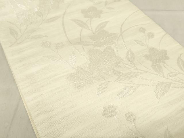 平和屋着物＊夏物 六通柄袋帯 草花文 銀糸 正絹 逸品 AAAX5997ma