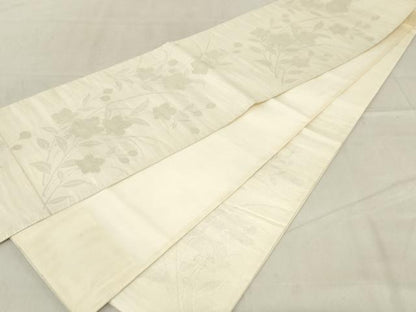 平和屋着物＊夏物 六通柄袋帯 草花文 銀糸 正絹 逸品 AAAX5997ma