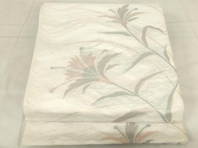 平和屋着物＊夏物　六通柄袋帯　洋花文　正絹　逸品　AAAX5999ma