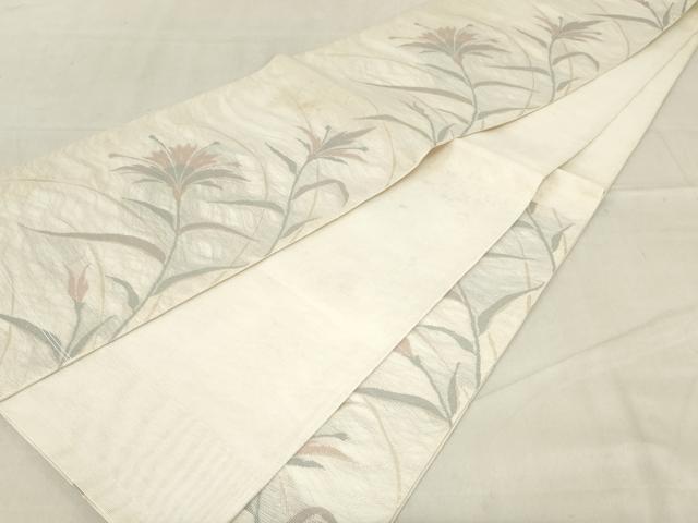 平和屋着物＊夏物　六通柄袋帯　洋花文　正絹　逸品　AAAX5999ma