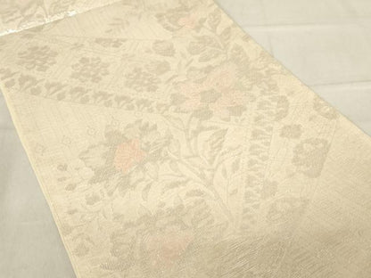 平和屋着物＊夏物 六通柄袋帯 更紗花文 銀糸 正絹 逸品 AAAX6011ma