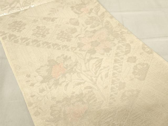 平和屋着物＊夏物 六通柄袋帯 更紗花文 銀糸 正絹 逸品 AAAX6011ma