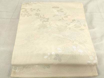 平和屋着物＊夏物 六通柄袋帯 草花文 銀糸 正絹 逸品 AAAX6019ma