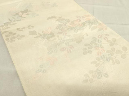 平和屋着物＊夏物 六通柄袋帯 草花文 銀糸 正絹 逸品 AAAX6019ma