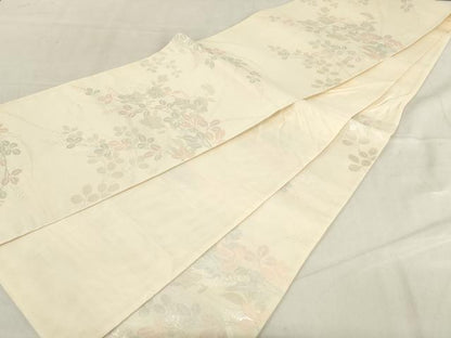 平和屋着物＊夏物 六通柄袋帯 草花文 銀糸 正絹 逸品 AAAX6019ma