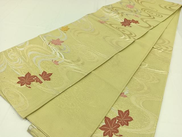 平和屋着物＊夏物　六通柄袋帯　竜田川文　銀糸　正絹　逸品　未使用　AAAX6119jh