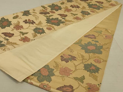 平和屋着物◎六通柄袋帯 更紗花文 金糸 正絹 逸品 AAAX6287ou