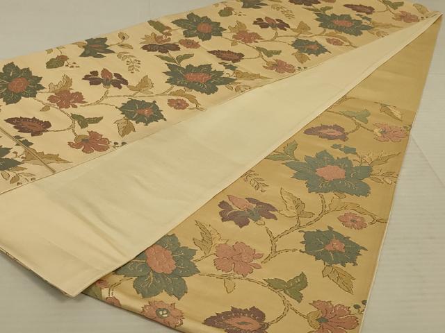 平和屋着物◎六通柄袋帯 更紗花文 金糸 正絹 逸品 AAAX6287ou