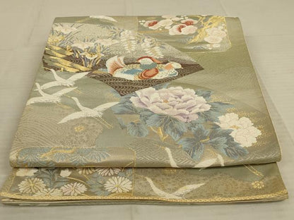 平和屋着物◎六通柄袋帯 唐織 花鳥文 金銀糸 正絹 逸品 AAAX6292ou