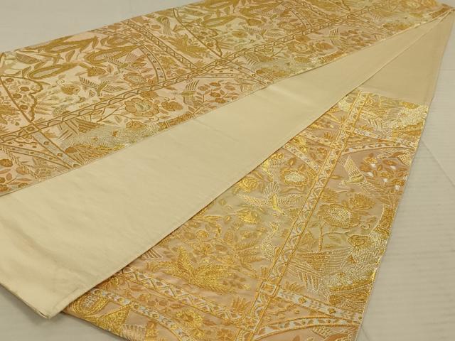 平和屋着物◎六通柄袋帯 花鳥文 金銀糸 正絹 逸品 AAAX6293ou