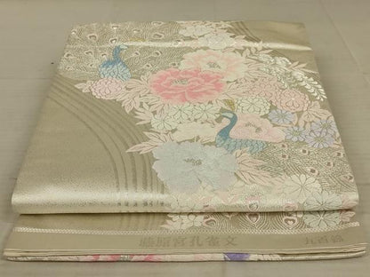 平和屋着物◎六通柄袋帯　唐織　九百錦　藤原宮孔雀文　金銀糸　正絹　逸品　AAAX6299ou