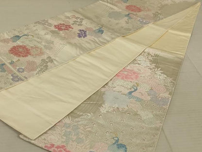 平和屋着物◎六通柄袋帯　唐織　九百錦　藤原宮孔雀文　金銀糸　正絹　逸品　AAAX6299ou