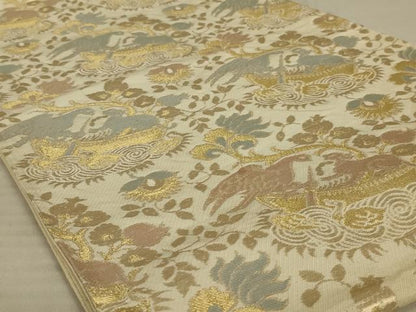 平和屋着物◎六通柄袋帯 鳥獣花文 金糸 正絹 逸品 AAAX6317ou