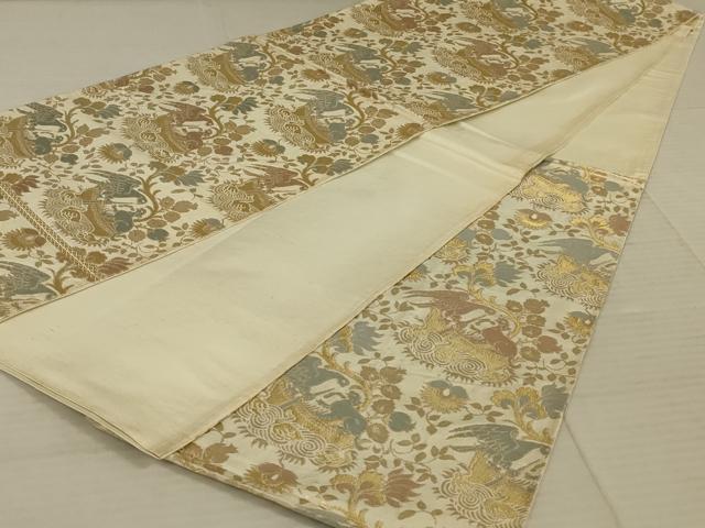 平和屋着物◎六通柄袋帯 鳥獣花文 金糸 正絹 逸品 AAAX6317ou