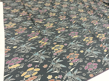 平和屋着物●上質な小紋 型染め 草花文 正絹 逸品 AAAX6434mf