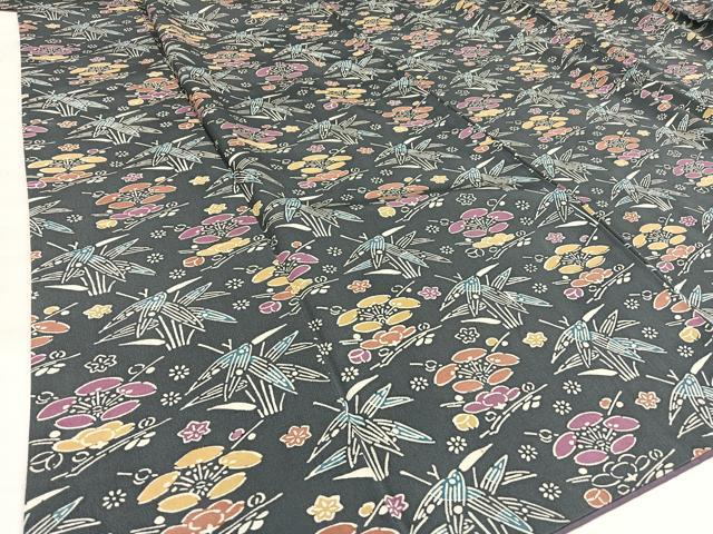 平和屋着物●上質な小紋 型染め 草花文 正絹 逸品 AAAX6434mf