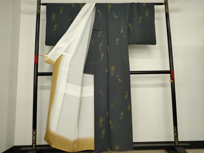 平和屋着物●上質な小紋　稲穂　正絹　逸品　AAAX6954ck