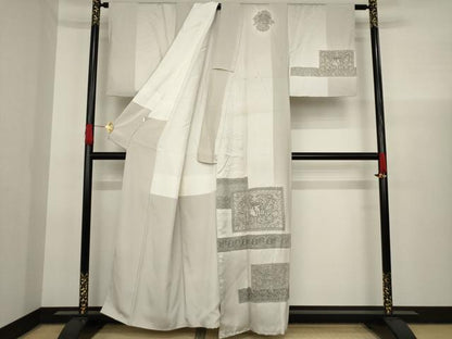 平和屋着物●総刺繍　訪問着　作家物　天目織　人物唐草文　正絹　逸品　AAAX6956ck
