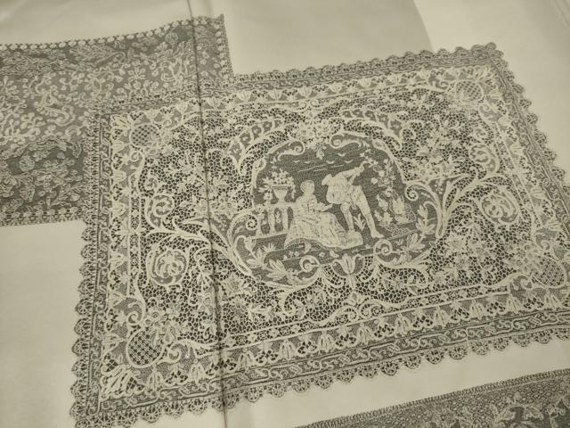 平和屋着物●総刺繍　訪問着　作家物　天目織　人物唐草文　正絹　逸品　AAAX6956ck