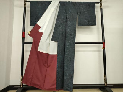 平和屋着物●本場大島紬 一元絣 幾何学文様 正絹 逸品 AAAX6958ck