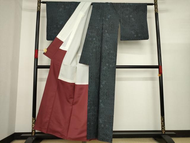 平和屋着物●本場大島紬 一元絣 幾何学文様 正絹 逸品 AAAX6958ck