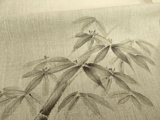 平和屋着物●訪問着 紬地 手描き 笹竹文 暈し染め 正絹 逸品 AAAX6981ck