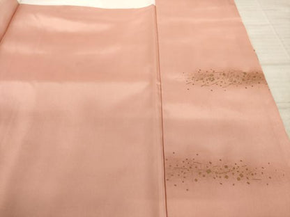 平和屋着物●訪問着　紬地　刺繍　霞松葉花文　暈し染め　反端付き　正絹　逸品　AAAX6986ck