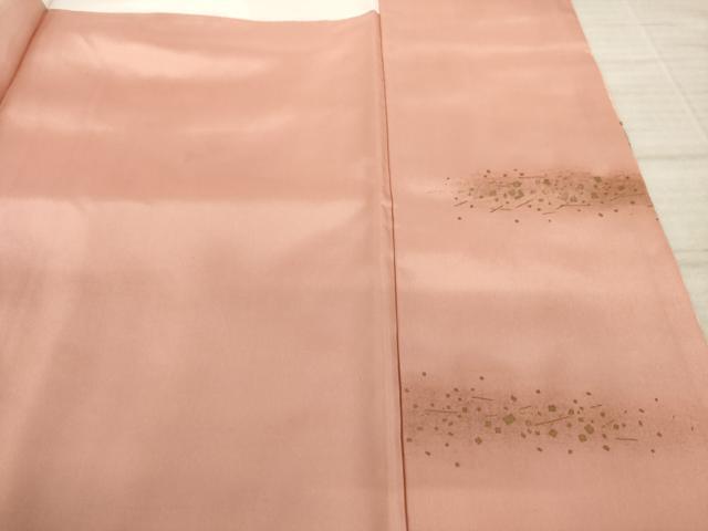 平和屋着物●訪問着　紬地　刺繍　霞松葉花文　暈し染め　反端付き　正絹　逸品　AAAX6986ck