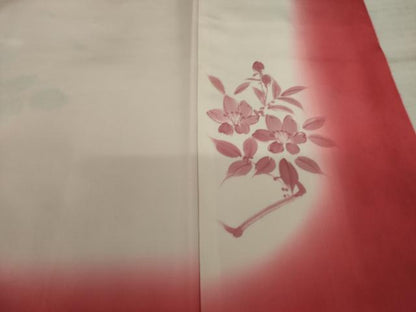 平和屋着物●訪問着 友禅 紬地 地紙草花文 正絹 逸品 AAAX6987ck